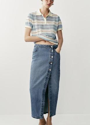 Джинсова міді спідниця zara