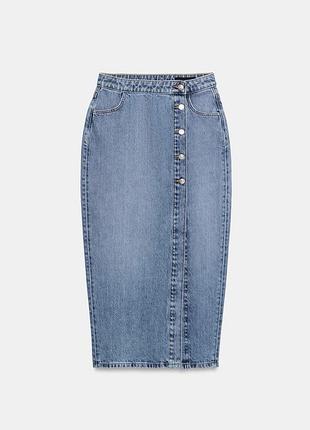 Джинсова міді спідниця zara
