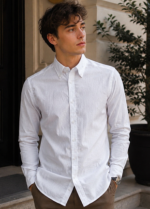 Красивая хлопковая рубашка белого цвета в клетку massimo dutti finest fabric, 💯 оригинал