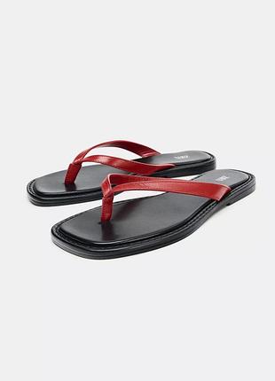 Шльопанці жіночі шкіряні чорні zara new