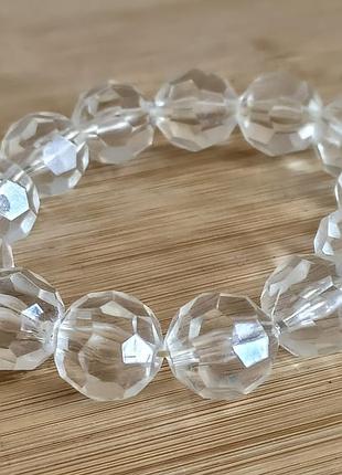 Вінтажний об'ємний браслет, грановані прозорі намистини, англія, вінтаж