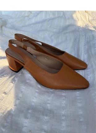 🤎 жіночі туфлі slingback на стійкому підборі | розмір 35