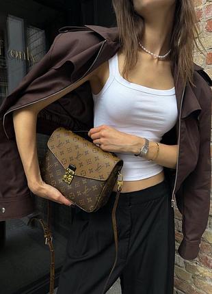 Жіноча сумка pochette lv коричнева беж