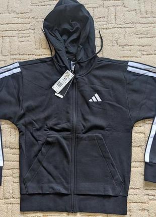 Мужская кофта худи adidas толстовка essentials 3-stripes fleece hoodie zip