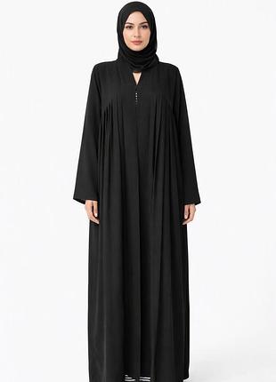 ✨ роскошное черная абая / длинное платье-максы от abaya seth l / xl