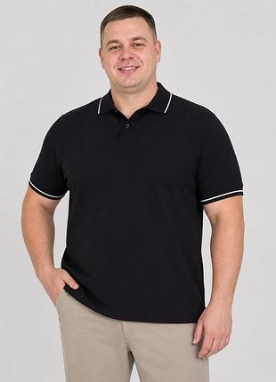 Футболка поло мужская avecs черная (4–6xl)|тенниска баталл большие размеры, классическая, трикотажная