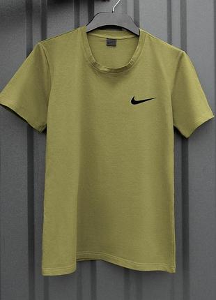 Футболка мужская однотонная nike (найк) цвета хаки (олива)