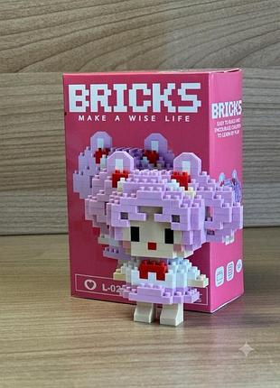 Мини-конструктор пиксельный сейлор чиби мун (sailor chibi moon) 210 деталей, 3d-фигурка аниме bricks (арт. l-024)