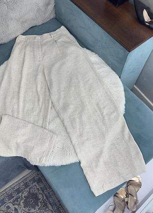 Брюки лляні беж льон палаццо штани m&s жіночі м