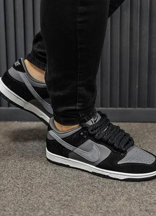 Мужские кроссовки nike sb dunk low black grey / smb+ 🔗