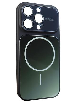 Чохол протиударний gradient glass magsafe case для iphone 16 pro max темно-зелений із захистом від вологи
