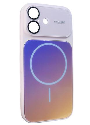 Чехол противоударный gradient glass magsafe case для iphone 16 защитный пылезащищенный сиреневый