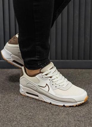 Мужские кроссовки nike air max 90 white brown gum / smb+ 🔗