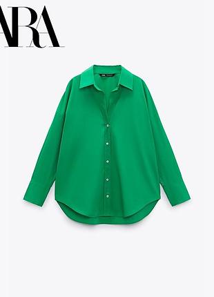 Зелена бавовняна жіноча сорочка від zara