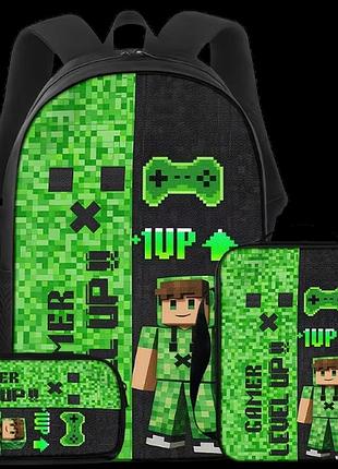 Набір із 3 предметів рюкзак пенал ланчбокс майнкрафт minecraft 07