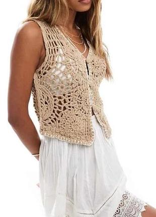 Вязаная жилетка крючком river island relaxed s