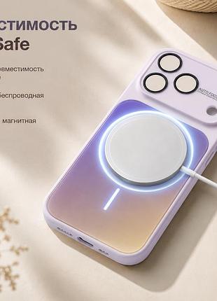 Чехол противоударный gradient glass magsafe case для iphone 17 pro пылезащищенный влагозащищенный сиреневый 3
