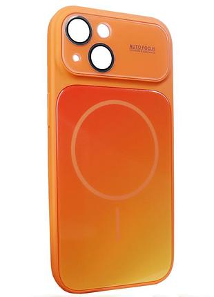 Чехол противоударный gradient glass magsafe для iphone 15 оранжевый с защитой от пыли и влаги starry orange