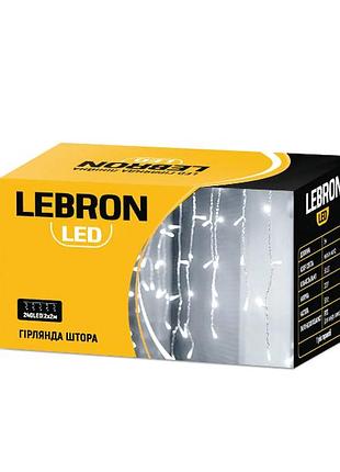 Гирлянда lebron штора 3х2м капли росы 200led белая usb пульт ду ip20 15-18-63