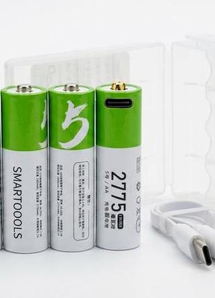 Акумулятори аа smartools 2775 mwh 1.5v li-ion з type-c (1 шт. / 2 шт. / 4 шт.) — запальчикові літієві акумулятори смартулс 8 шт.