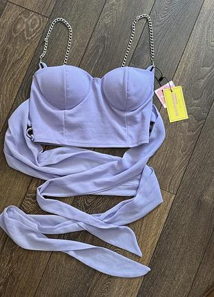 Лавандовий кроп-топ-корсет бренду babes fashion s/m