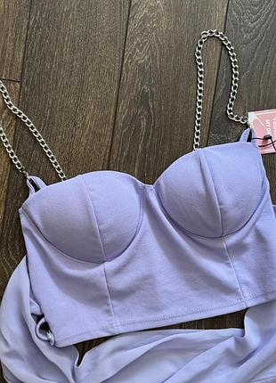 Лавандовий кроп-топ-корсет бренду babes fashion s/m
