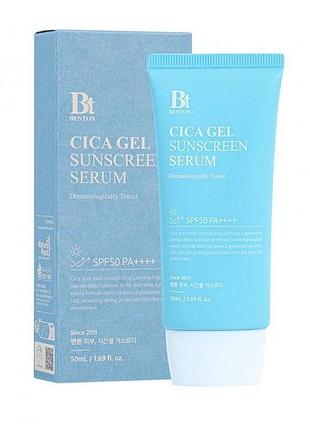 Увлажняющий солнцезащитный крем-серум benton cica gel sunscreen serum spf50/pa++++, 50 мл