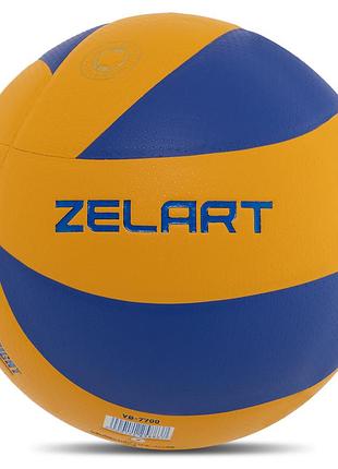 Мяч волейбольный zelart vb-7700 №5 pu желтый-синий