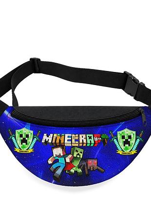 Детская сумка-бананка minecraft 32х15 см на пояс или через плечо (5884)