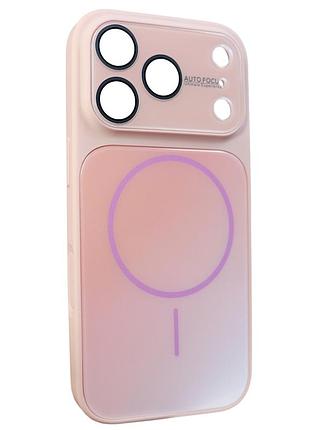 Чохол протиударний gradient glass magsafe case для iphone 17 pro пилозахищений вологозахищений рожевий