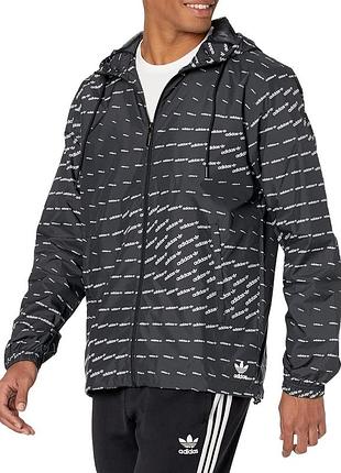 Чоловіча вітровка adidas originals graphics monogram pack з капюшоном чорна р xs