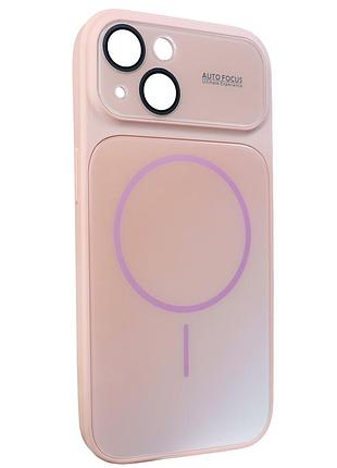Чохол протиударний gradient glass magsafe case для iphone 15 tpu пилозахищений вологозахищений рожевий