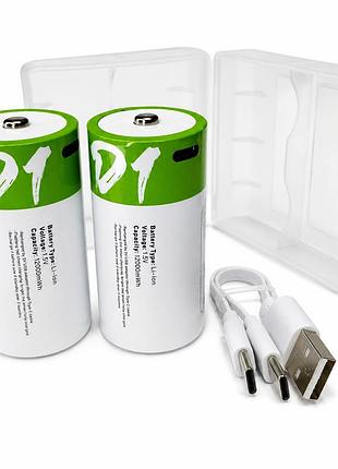 Аккумуляторы smartools d (d1 / r20 / бочка») 12000 mwh 1.5v li-ion с type-c. кабель зарядки. бокс. 2
