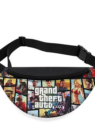 Детская сумка-бананка grand theft auto v 32х15 см на пояс или через плечо (5795)