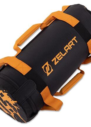 Мішок обважнювач для функціонального тренінгу power bag zelart ta-7825-15 15 кг чорний-жовтогарячий