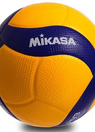 Мяч волейбольный mikasa v200w №5 pu желтый-синий