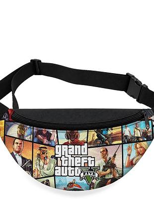 Детская сумка-бананка grand theft auto v 32х15 см на пояс или через плечо (5794)