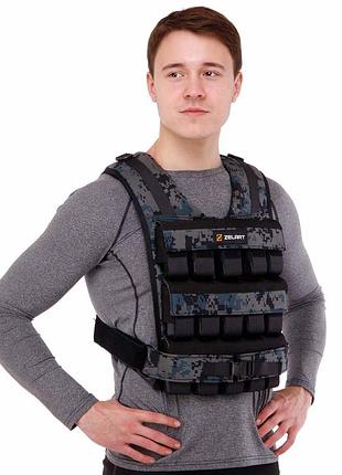 Жилет обважнювач із регульованою вагою zelart weigth vest ta-7817-30 вага — 1-30 кг камуфляж