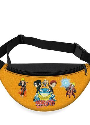 Детская сумка-бананка naruto akatsuki 32х15 см на пояс или через плечо (5856)