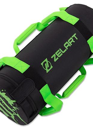 Мішок обважнювач для функціонального тренінгу power bag zelart ta-7825-10 10 кг чорний-зелений