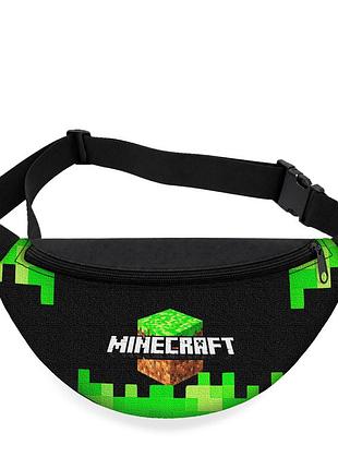 Детская сумка-бананка minecraft 32х15 см на пояс или через плечо (5754)