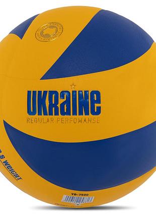 Мяч волейбольный ukraine vb-7500 №5 pu желтый-синий