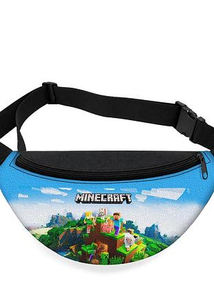 Детская сумка-бананка minecraft 32х15 см на пояс или через плечо (5826)