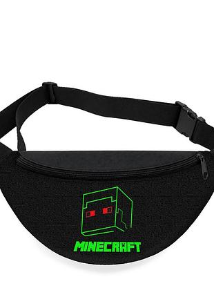 Детская сумка-бананка minecraft creeper 32х15 см на пояс или через плечо (5941)