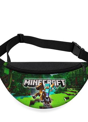 Детская сумка-бананка minecraft 32х15 см на пояс или через плечо (5753)