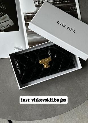 Гаманець black patent leather wallet black🖤