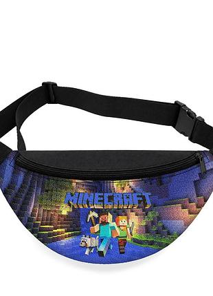 Детская сумка-бананка minecraft 32х15 см на пояс или через плечо (5865)