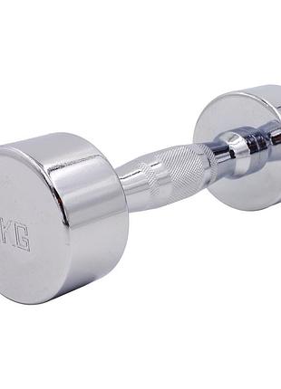Гантель цельная стальная хромированная zelart sc-8017-3 1шт 3кг хром