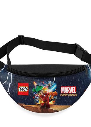 Детская сумка-бананка marvel lego 32х15 см на пояс или через плечо (5858)