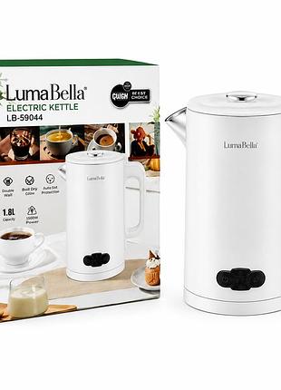 Електричний чайник luma bella lb-59044 1,8л подвійні стінки нержавіюча сталь автовимкнення 1500 вт білий